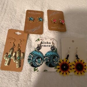 Aloha Elements Blue and Black Earrings